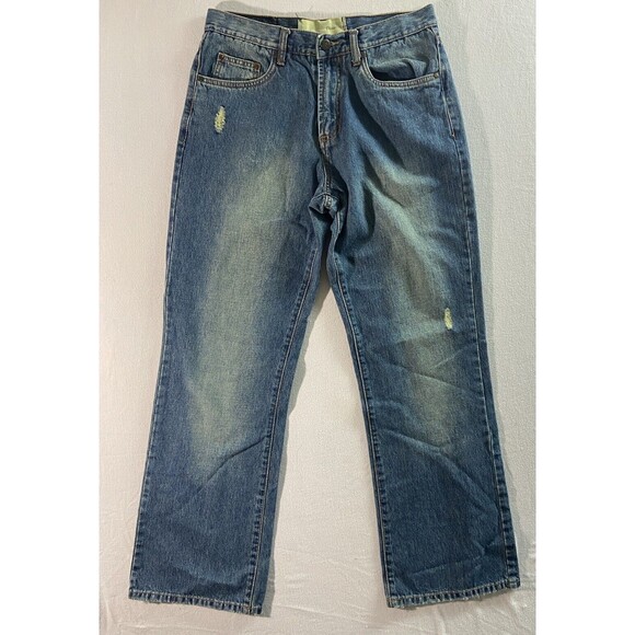 Chor Blue Jeans Mens 30 x 32 Denim Cotton Straight Leg Mid Rise Distressed 002 - Picture 2 of 8